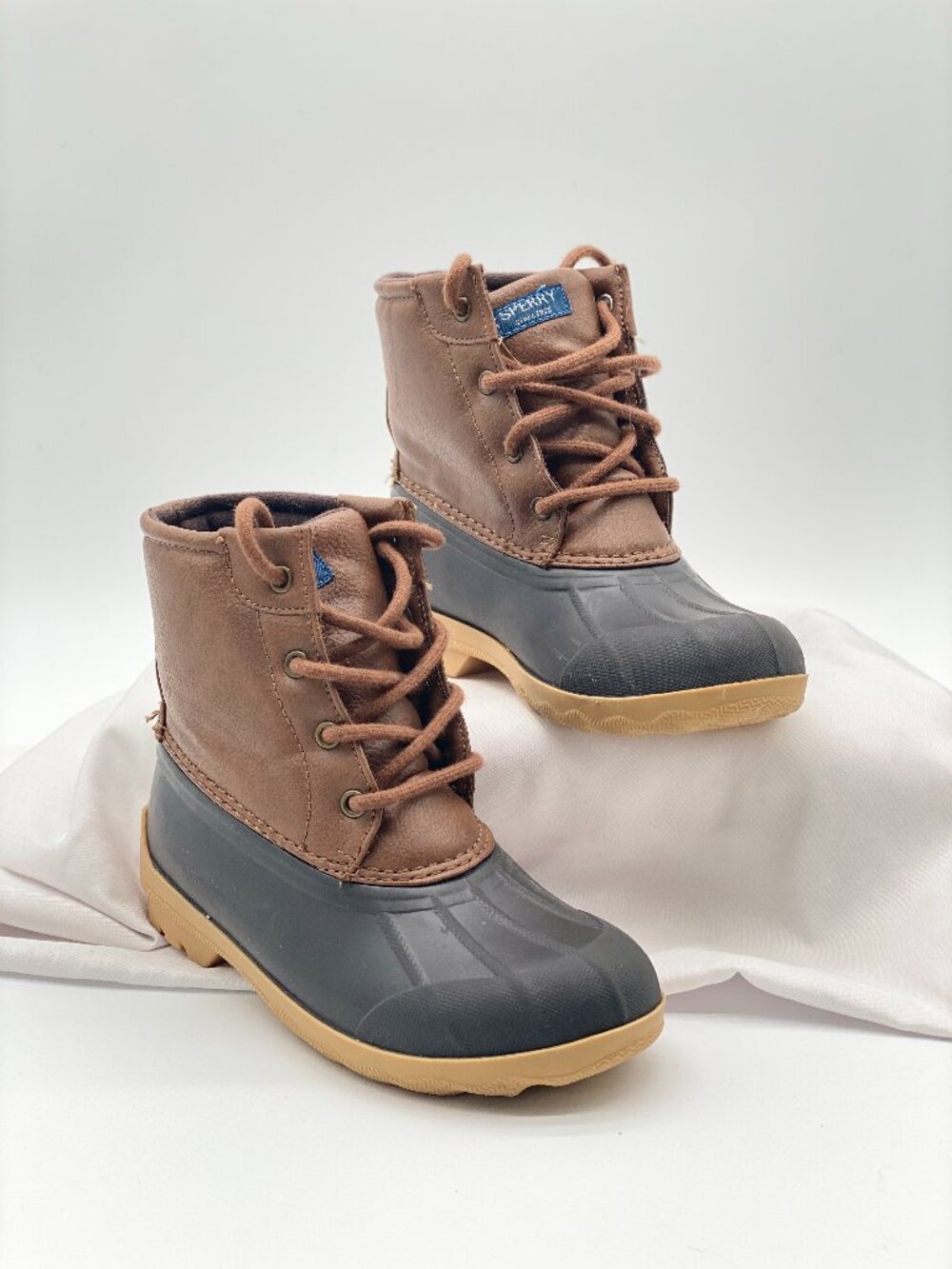 Sperry Port Duck Boots Toddler Size 1 Tan Brown Waterproof Rain Boots